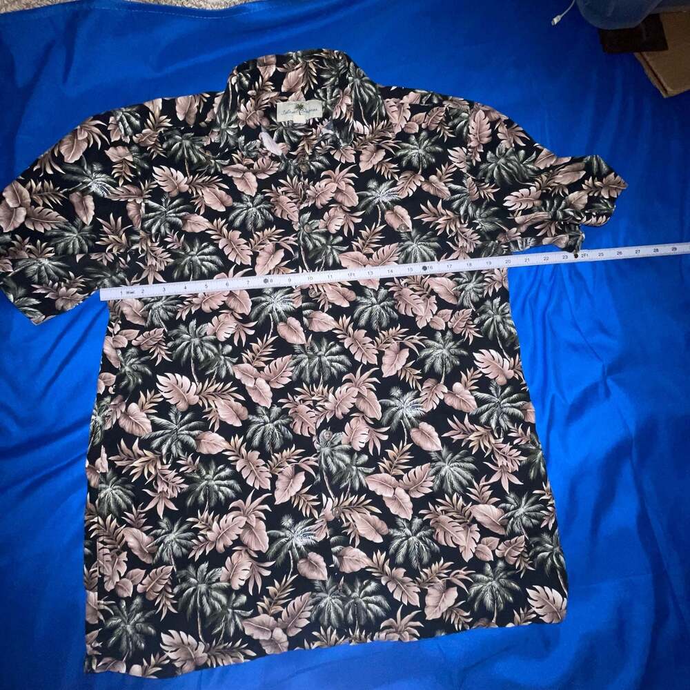 Island Shores Men's Tropical Leaf Print Short Sleeve Button Down Shirt Size S - Picture 4 of 8